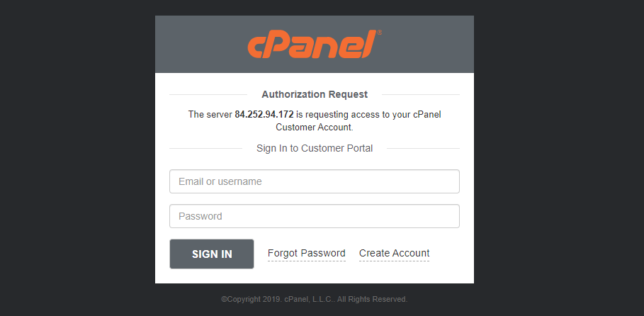 Login or sign up to create cPanel free license